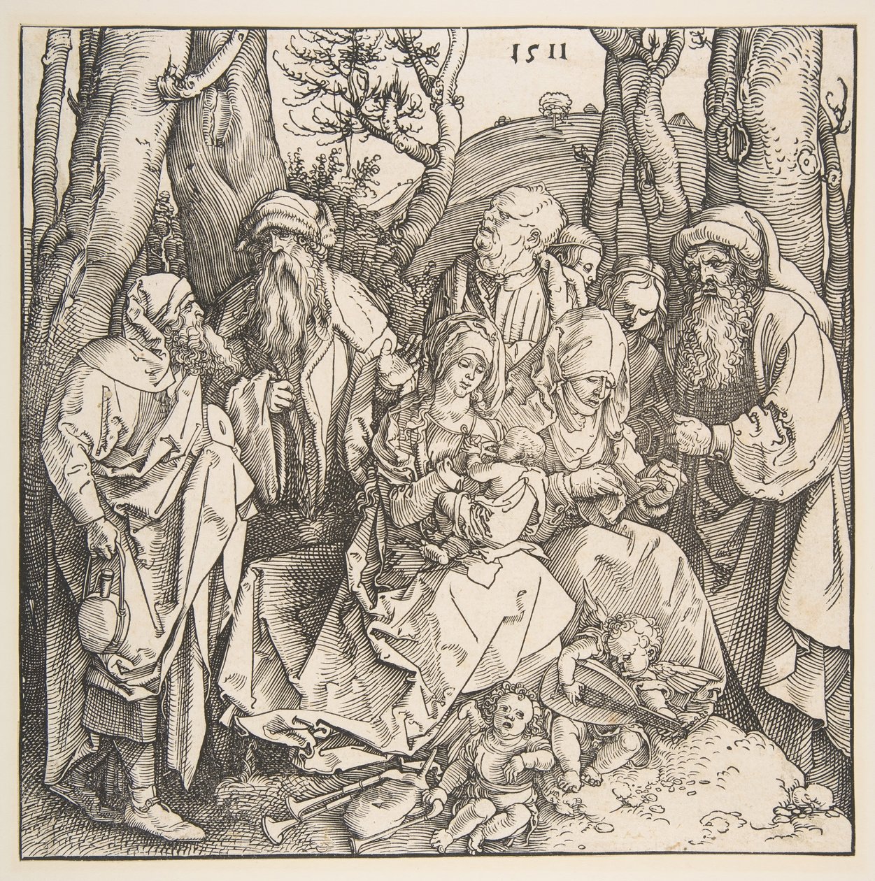 Święta Rodzina ze Świętymi i Dwoma Aniołami Muzycznymi, 1511. autorstwa Albrecht Dürer