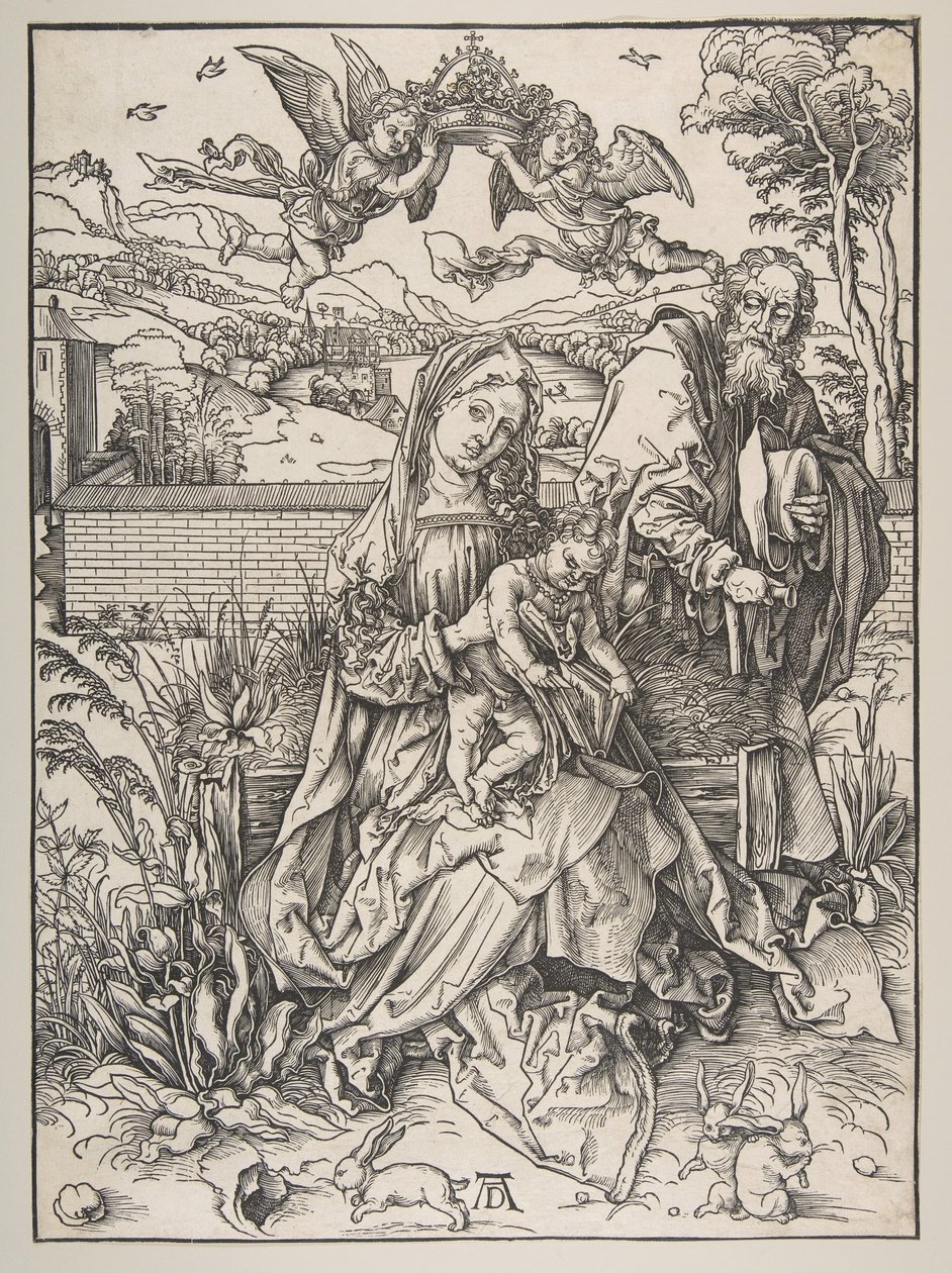 Święta Rodzina z Trzema Zajączkami, ok. godz. 1497-98. autorstwa Albrecht Dürer