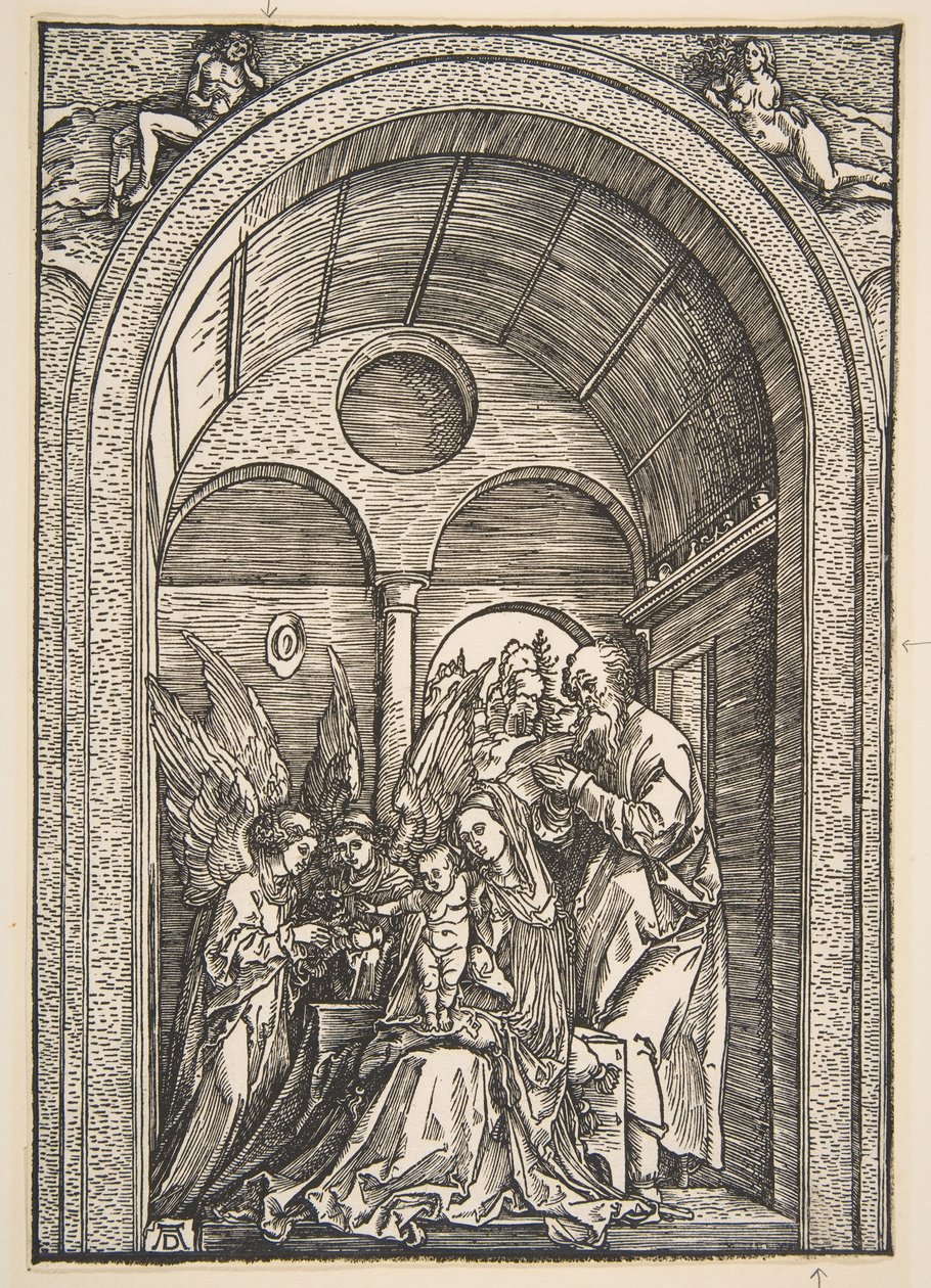 Święta Rodzina z Dwoma Aniołami w Sali Sklepionej, ca. 1503. autorstwa Albrecht Dürer