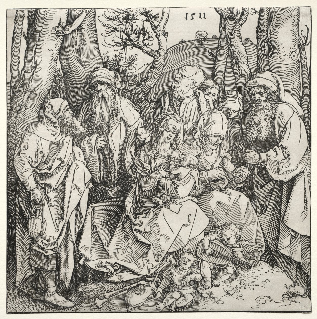 Święta Rodzina z Dwoma Aniołami Muzykami autorstwa Albrecht Dürer
