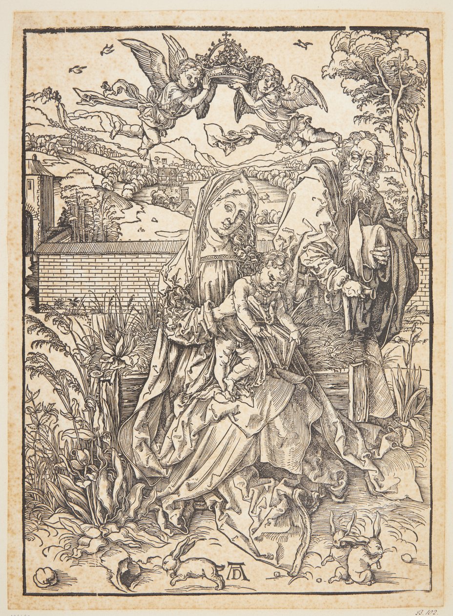 Święta Rodzina z trzema zającami autorstwa Albrecht Dürer