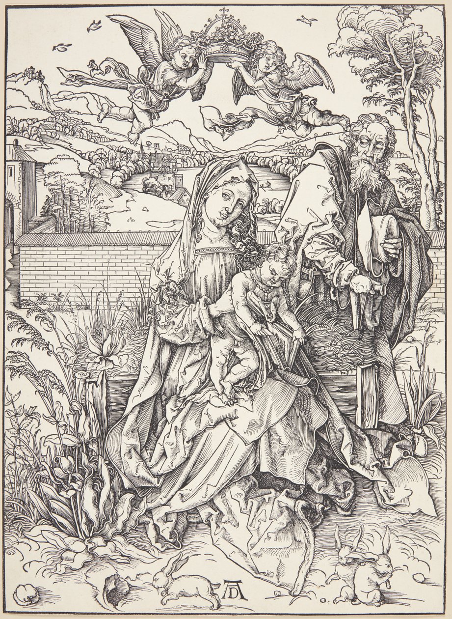 Święta Rodzina z trzema zającami autorstwa Albrecht Dürer