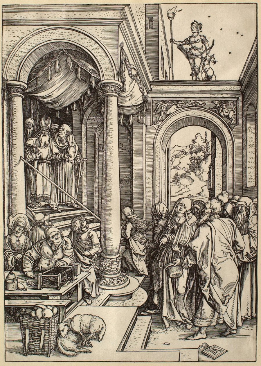 Życie Marii Panny: Ofiarowanie Marii Panny w świątyni autorstwa Albrecht Dürer