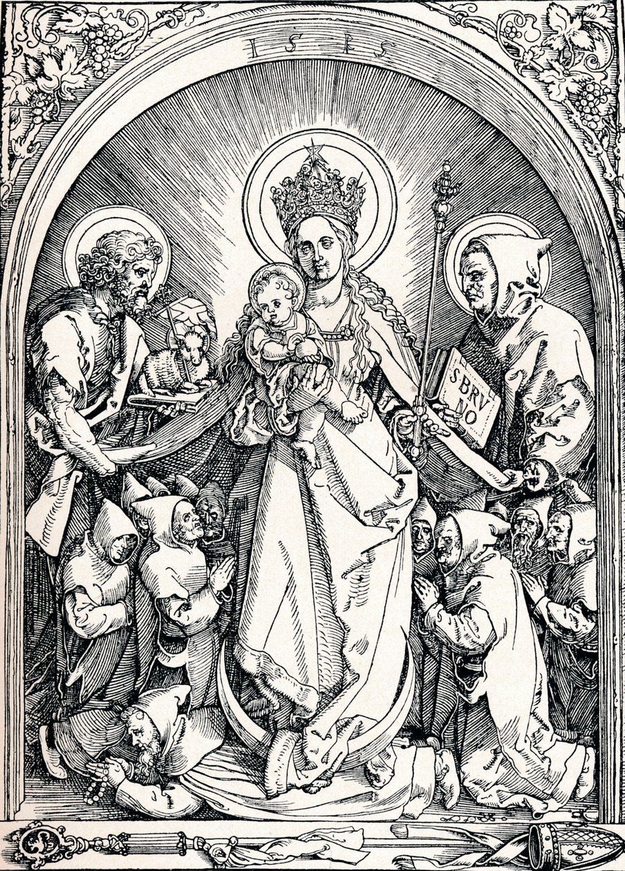 Madonna z braćmi kartuzami, św. Janem Chrzcicielem i św. Brunonem, 1515 1906. autorstwa Albrecht Dürer