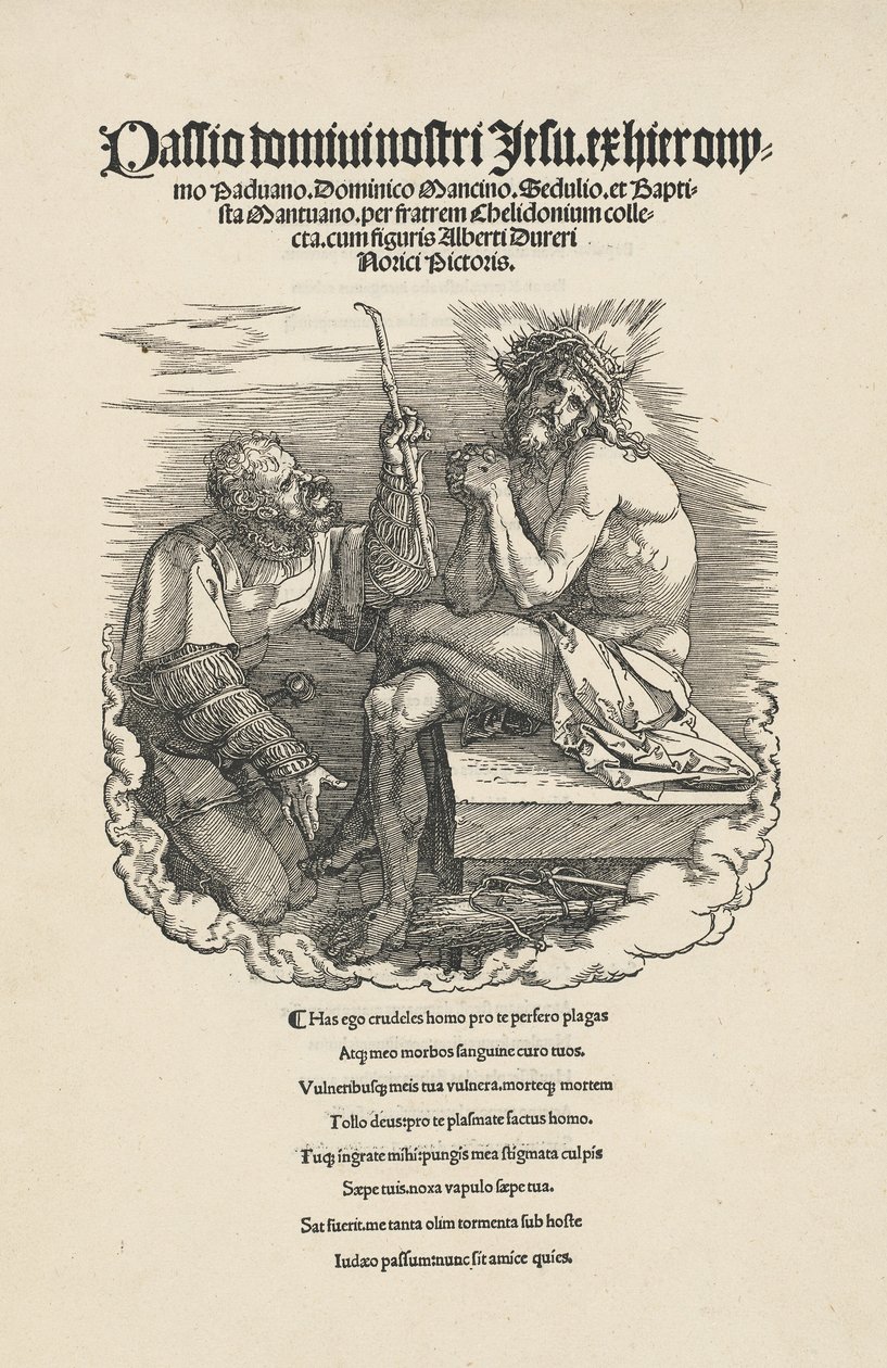 Mąż boleści wyśmiewany przez żołnierza, prawdopodobnie 1511. autorstwa Albrecht Dürer