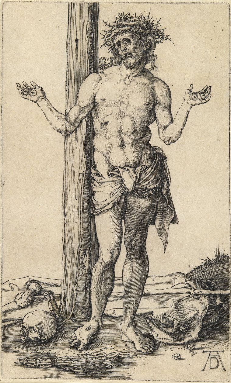 Mąż boleści z wyciągniętymi ramionami autorstwa Albrecht Dürer