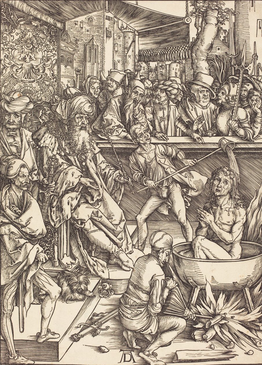 Męczeństwo św. Jana prawdopodobnie ok. 14961498. autorstwa Albrecht Dürer