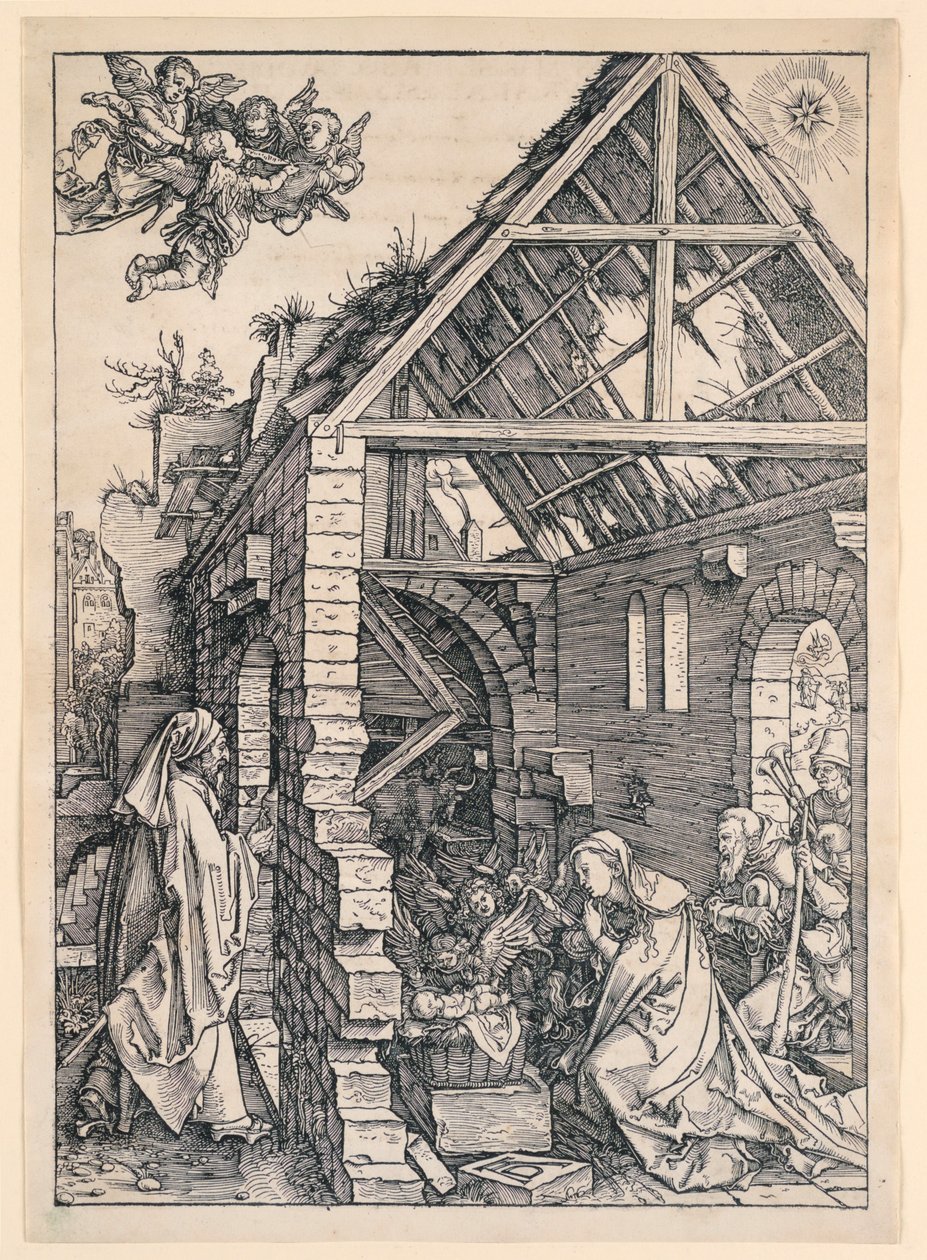 Narodzenia, z cyklu Życie Dziewicy autorstwa Albrecht Dürer