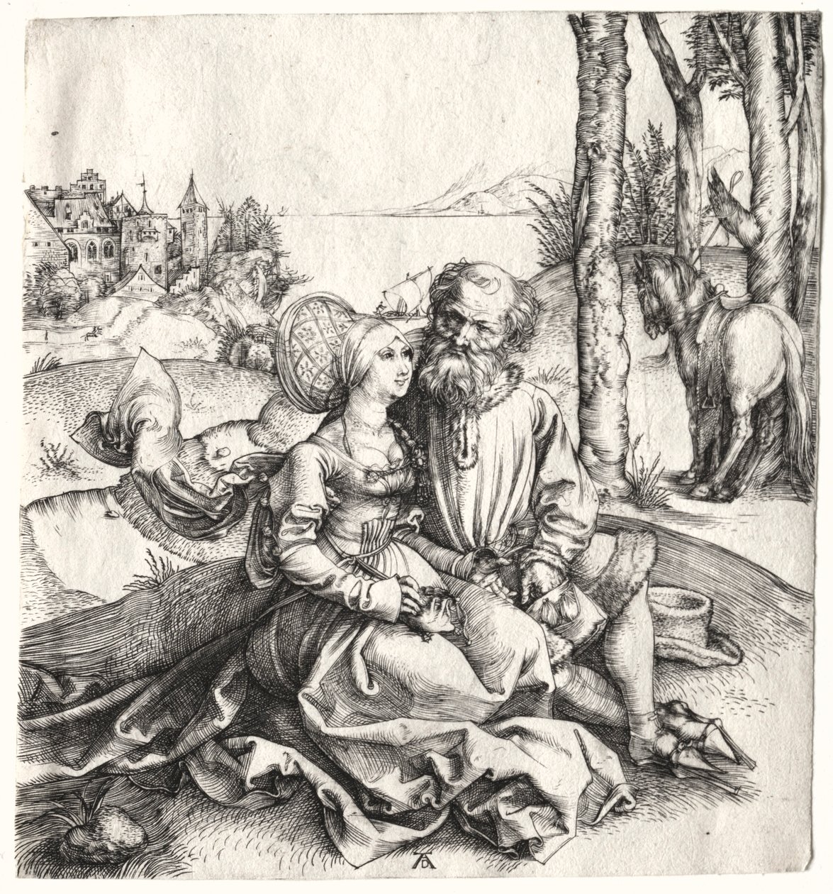 Oferta miłości lub źle dobrana para, 1495-1496. autorstwa Albrecht Dürer