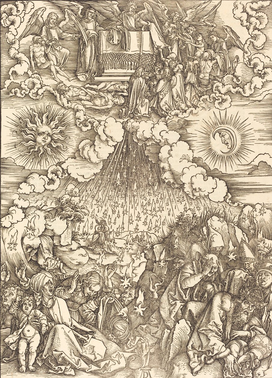 Otwarcie piątej i szóstej pieczęci, 1498. autorstwa Albrecht Dürer