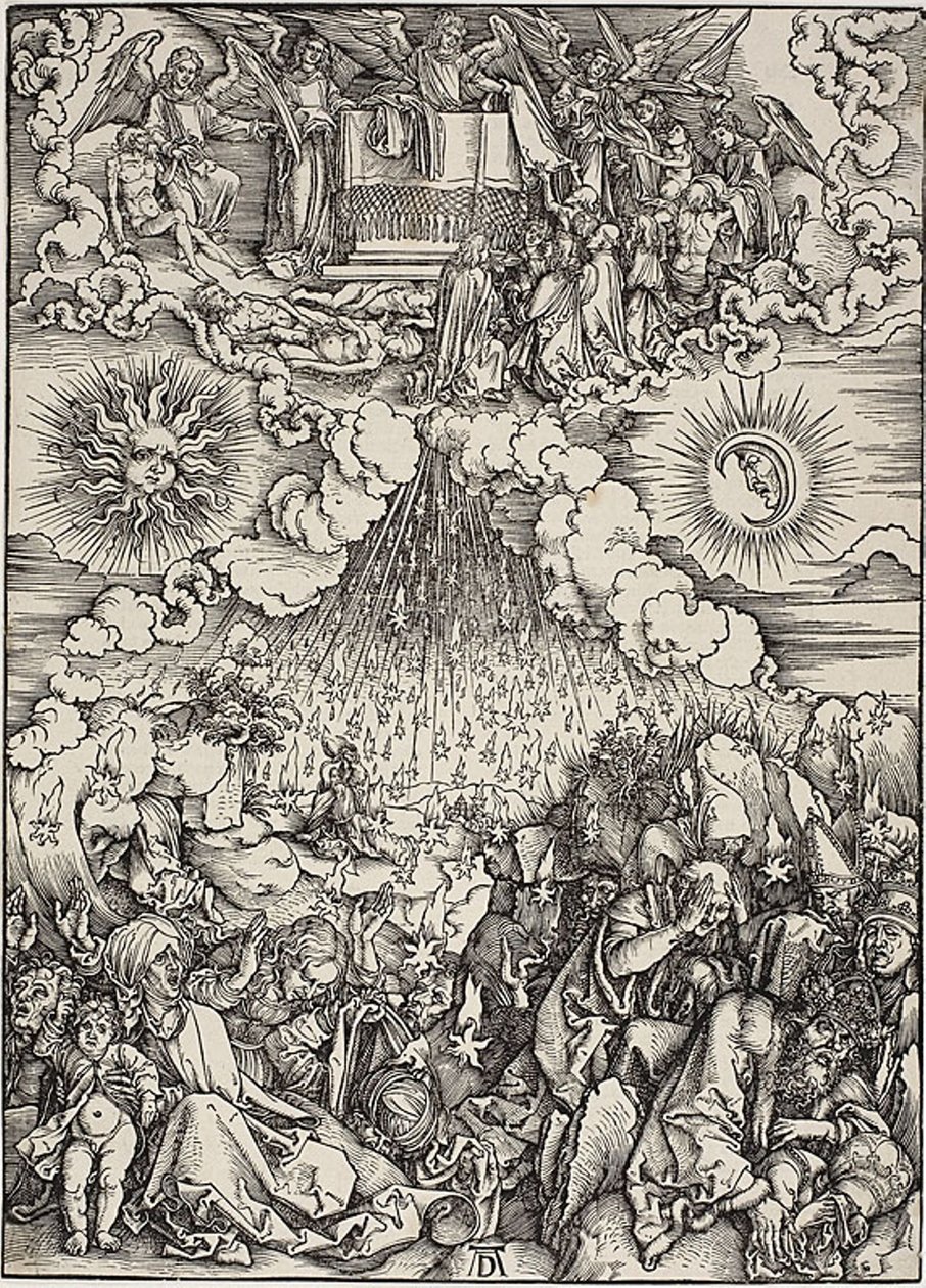 Otwarcie piątej i szóstej pieczęci z Apokalipsy autorstwa Albrecht Dürer