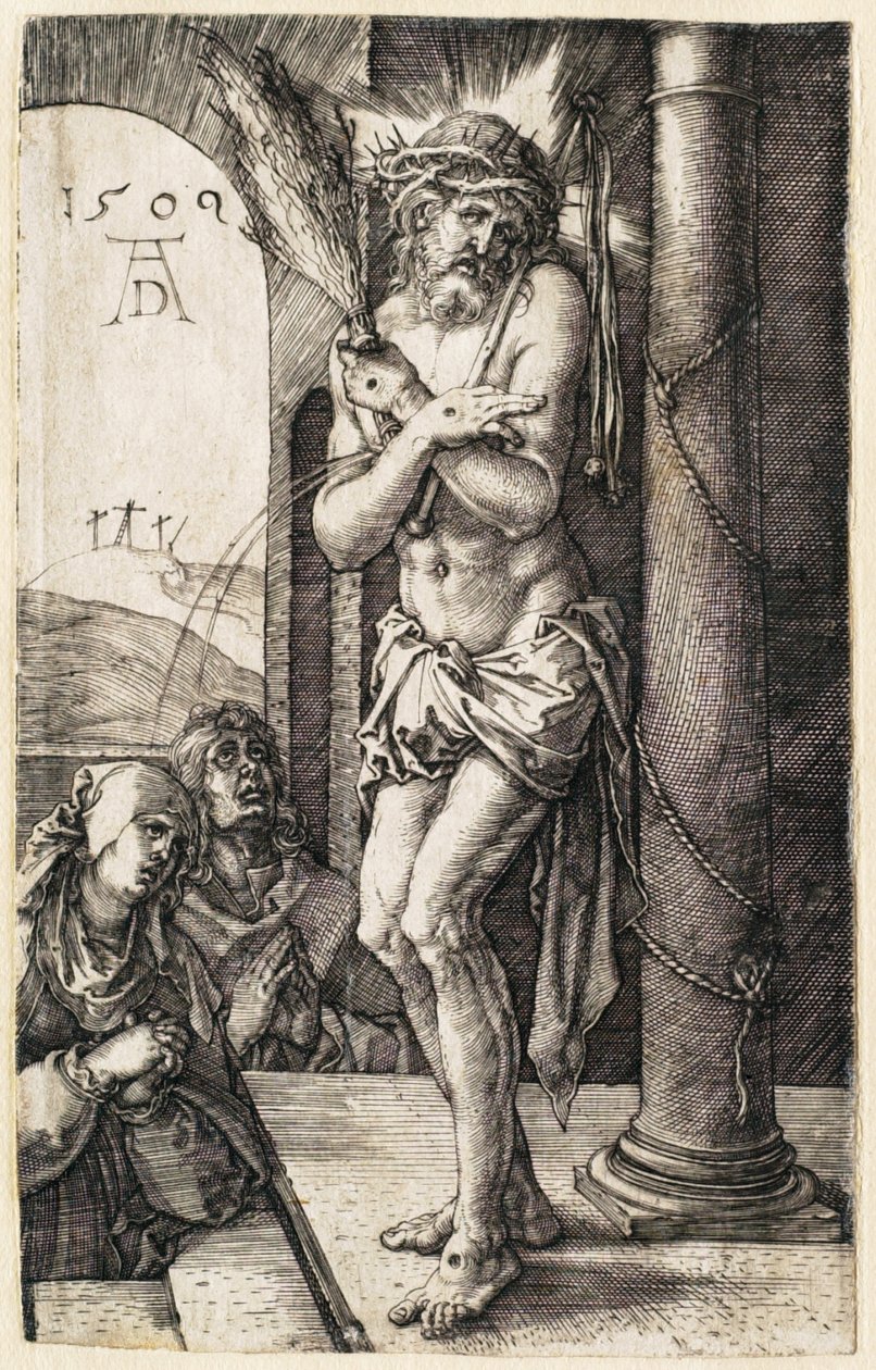 Pasja: Mąż Boleści stojący przy kolumnie autorstwa Albrecht Dürer