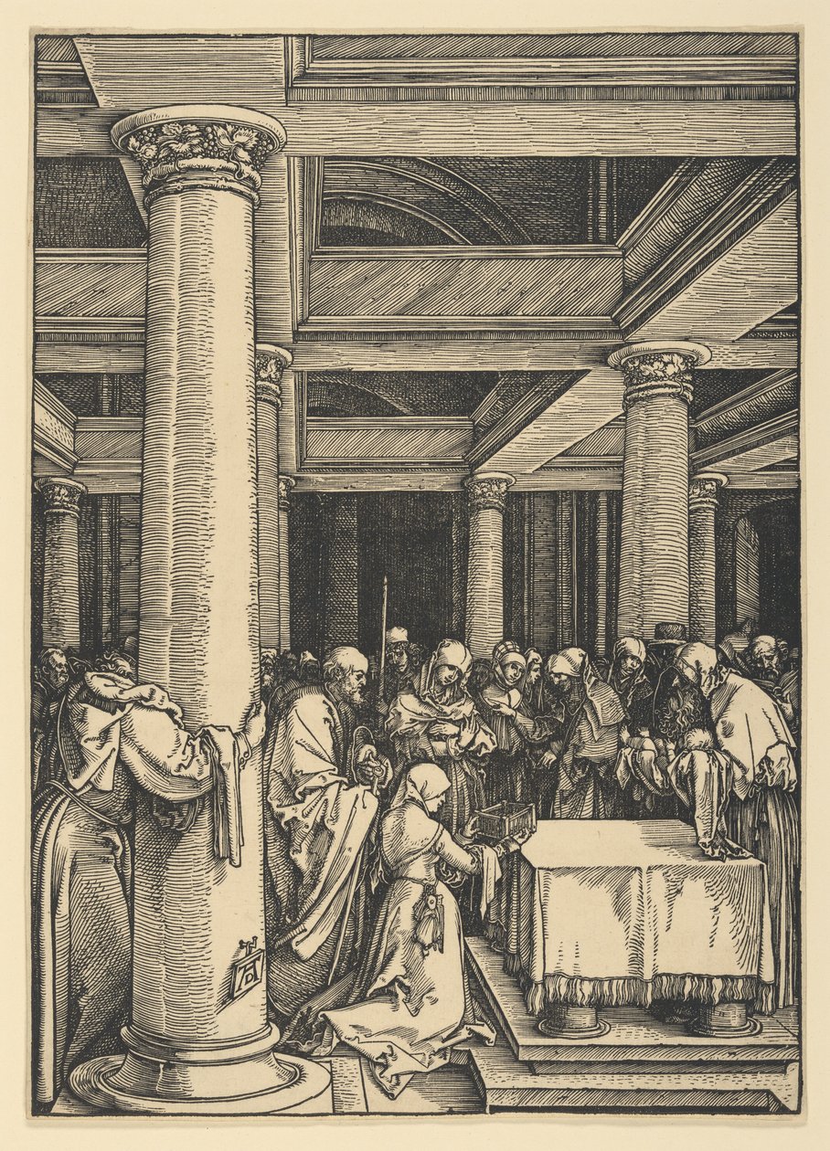 Ofiarowanie w świątyni, z Żywota Marii autorstwa Albrecht Dürer