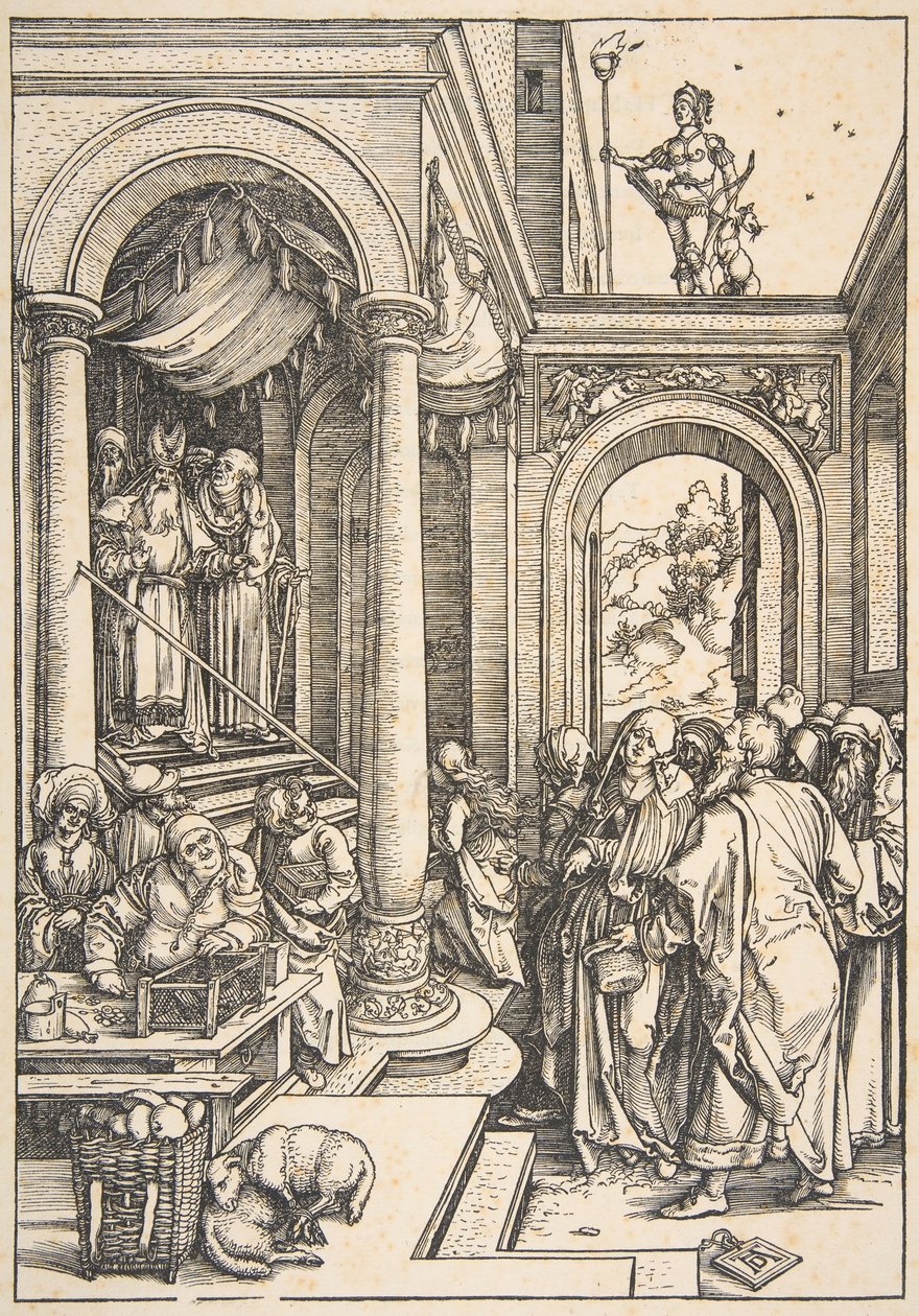 Ofiarowanie Matki Boskiej w Świątyni, z Życia Dziewicy, ca. 1503. autorstwa Albrecht Dürer