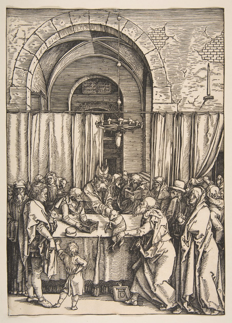 Odrzucenie ofiary Joachima, z cyklu Życie Marii autorstwa Albrecht Dürer