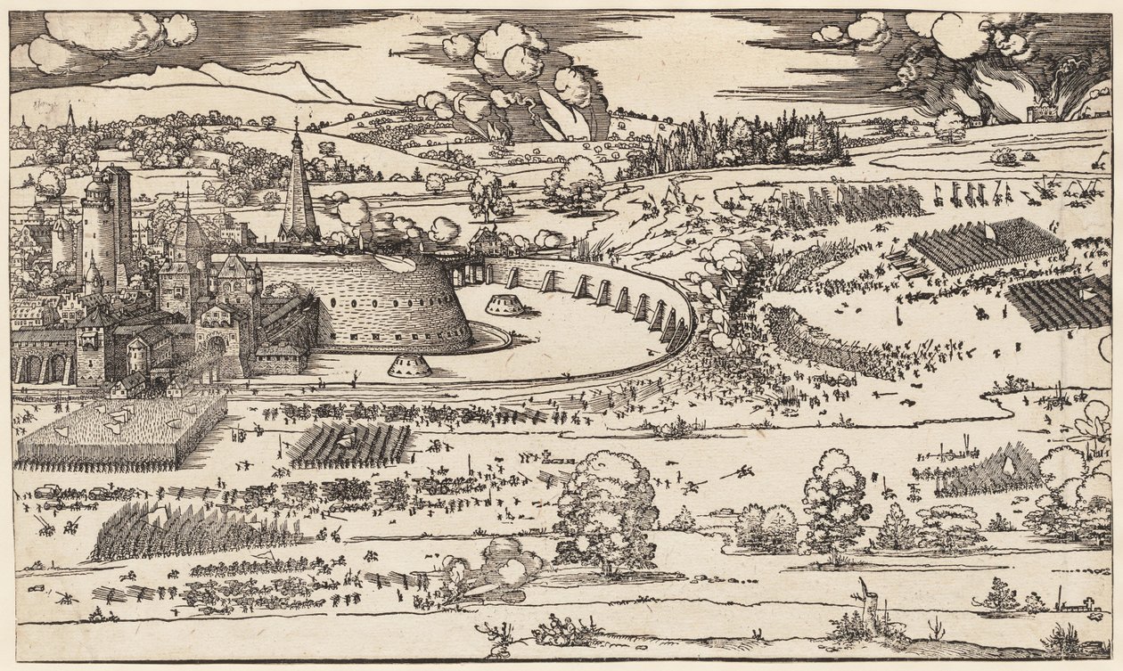 Oblężenie twierdzy (tylko lewa strona, z 2 bloków) autorstwa Albrecht Dürer