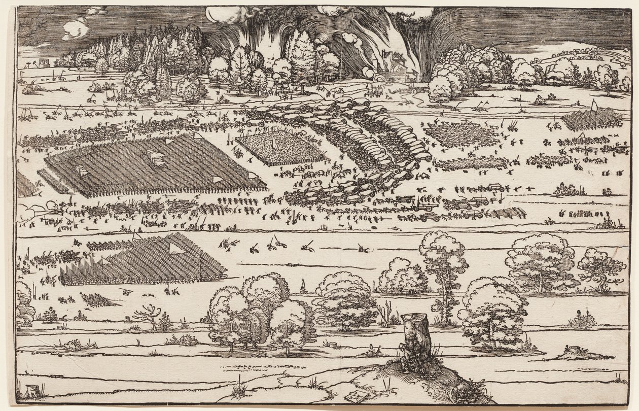 Oblężenie twierdzy (tylko prawa strona, z 2 bloków) autorstwa Albrecht Dürer