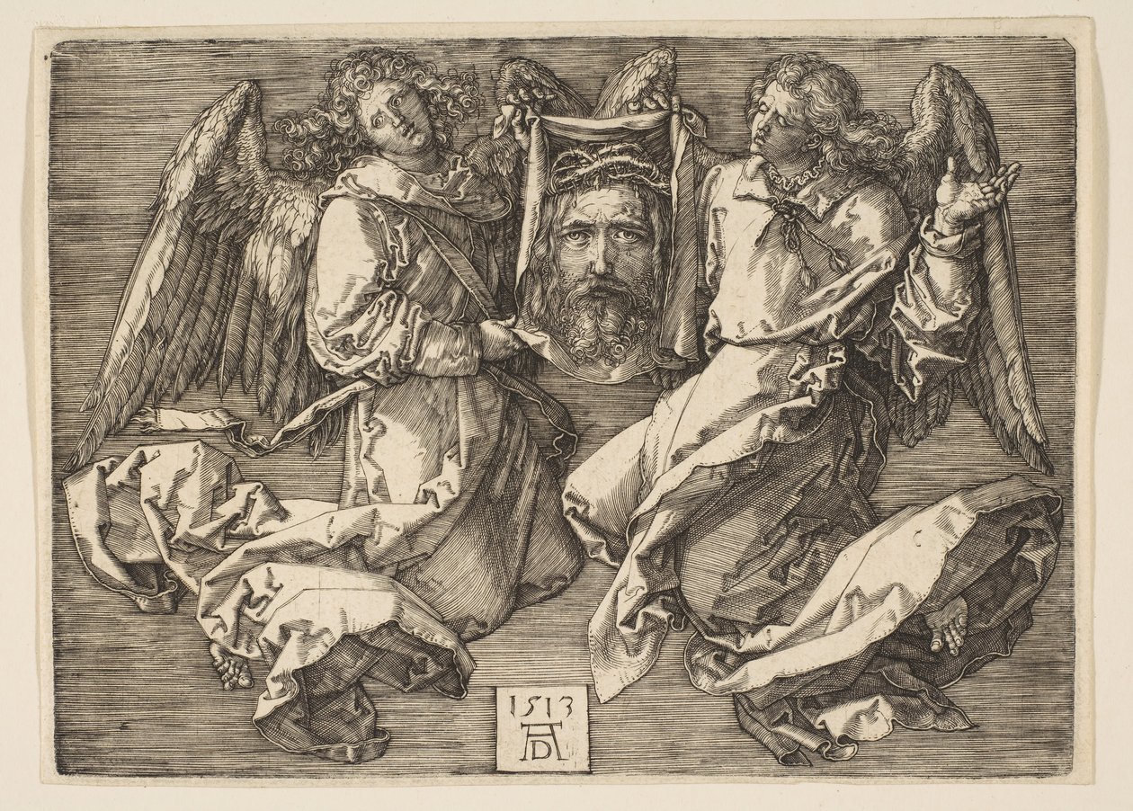Sudarium pokazane przez dwóch aniołów, 1513. autorstwa Albrecht Dürer