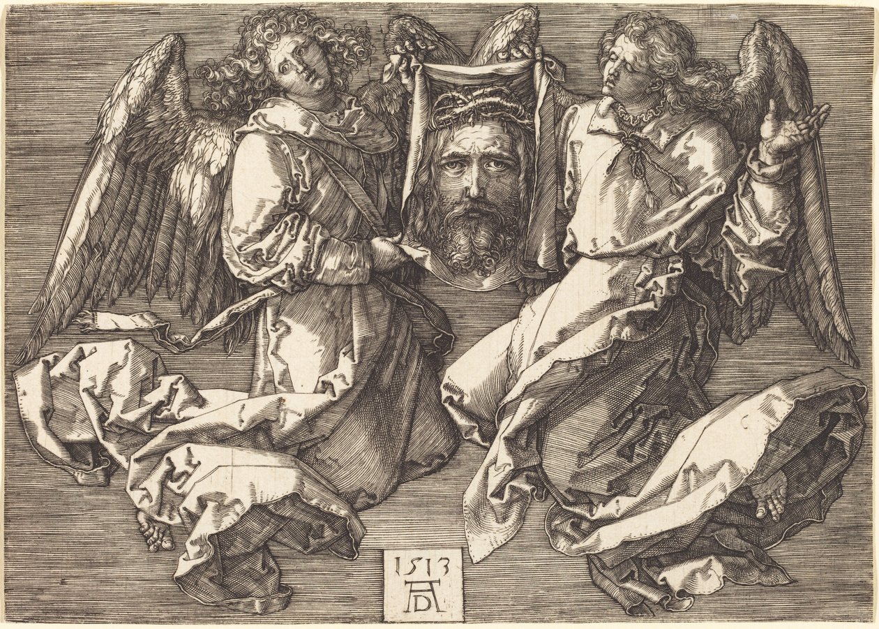 Całun trzymany przez dwóch aniołów autorstwa Albrecht Dürer