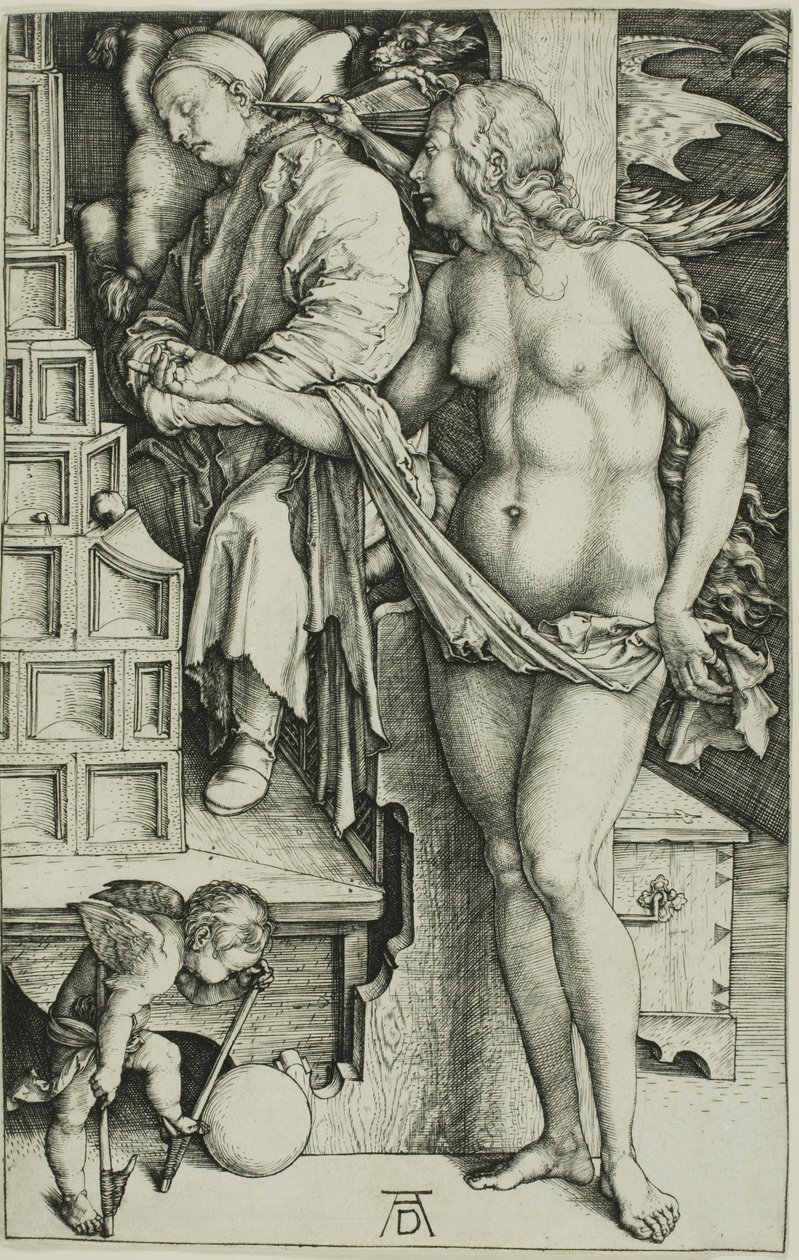 Kuszenie próżniaka (Sen Doktora) autorstwa Albrecht Dürer
