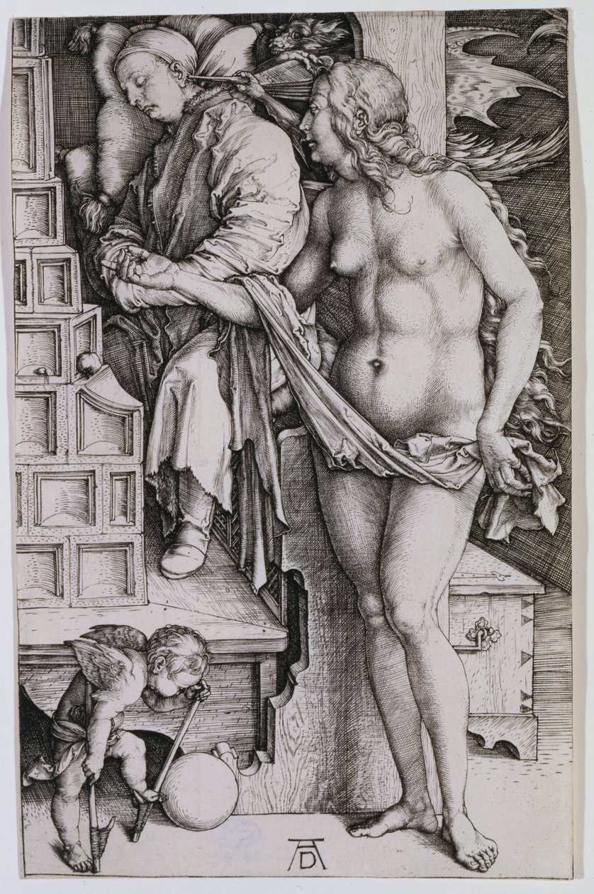 Kuszenie próżniaka autorstwa Albrecht Dürer