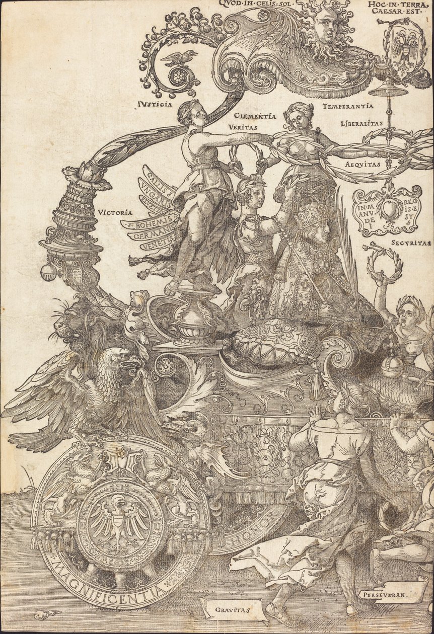 Rydwan triumfalny Maksymiliana I (Wielki Wagon Triumfalny) [tablica 1 z 8] autorstwa Albrecht Dürer