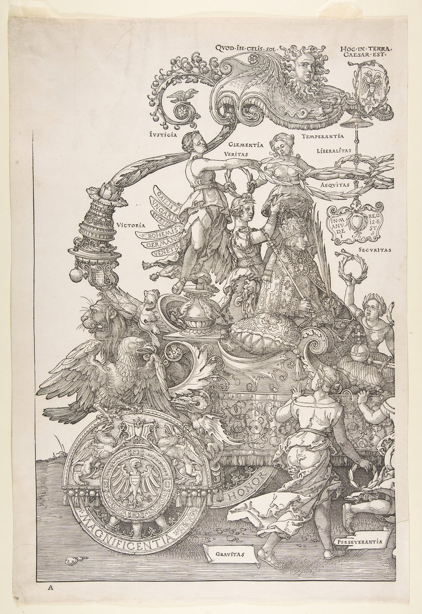 Rydwan triumfalny Maksymiliana I Wielki Tri..., prawdopodobnie ukończony ok. godz. 1518, opublikowany 1522. autorstwa Albrecht Dürer