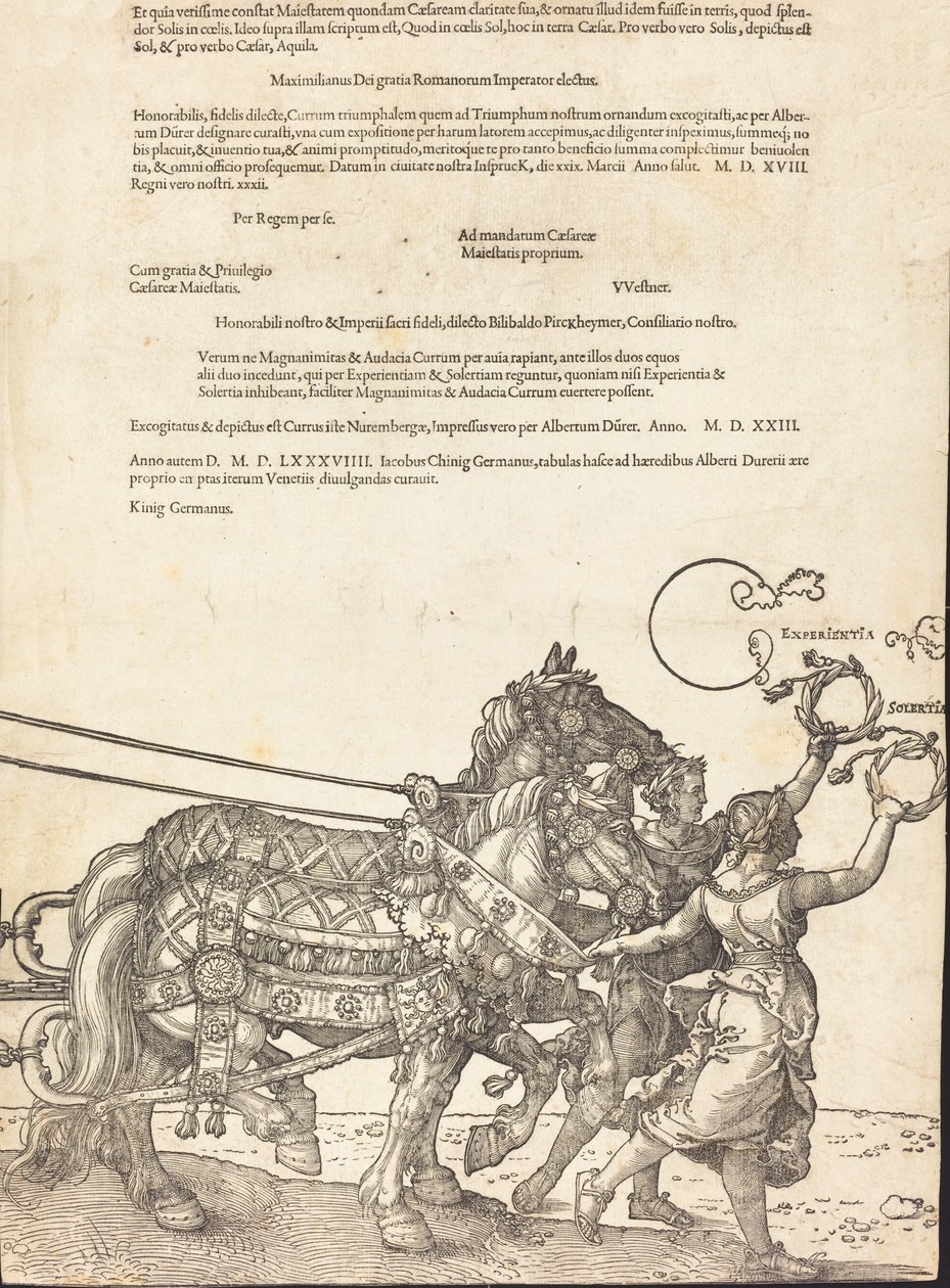 Rydwan triumfalny Maksymiliana I Wielki wóz triumfalny [tablica 8 z 8], wyd. łac. 1523.. autorstwa Albrecht Dürer