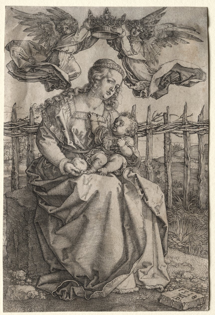 Dziewica ukoronowana przez dwa anioły autorstwa Albrecht Dürer