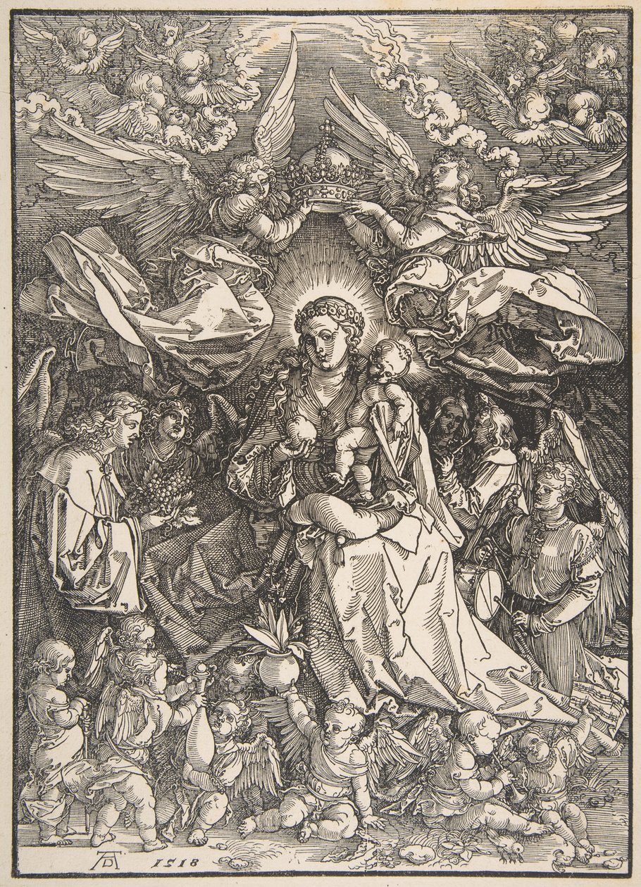 Dziewica otoczona licznymi aniołami autorstwa Albrecht Dürer