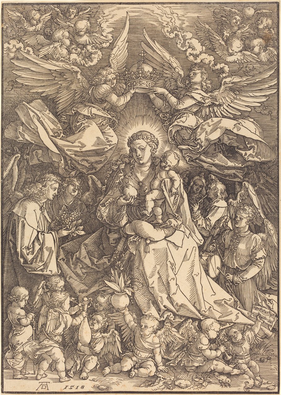 Matka Boska otoczona licznymi aniołami autorstwa Albrecht Dürer