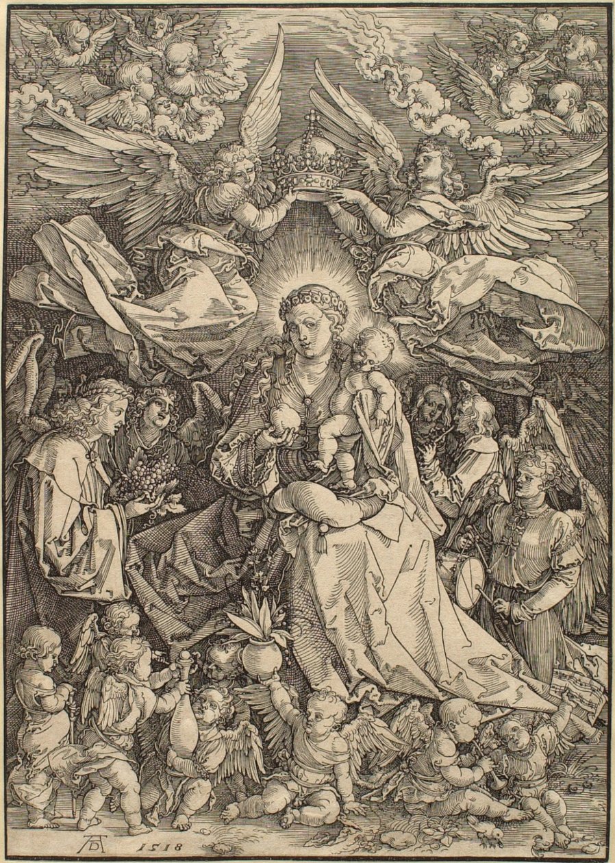 Dziewica otoczona wieloma aniołami autorstwa Albrecht Dürer