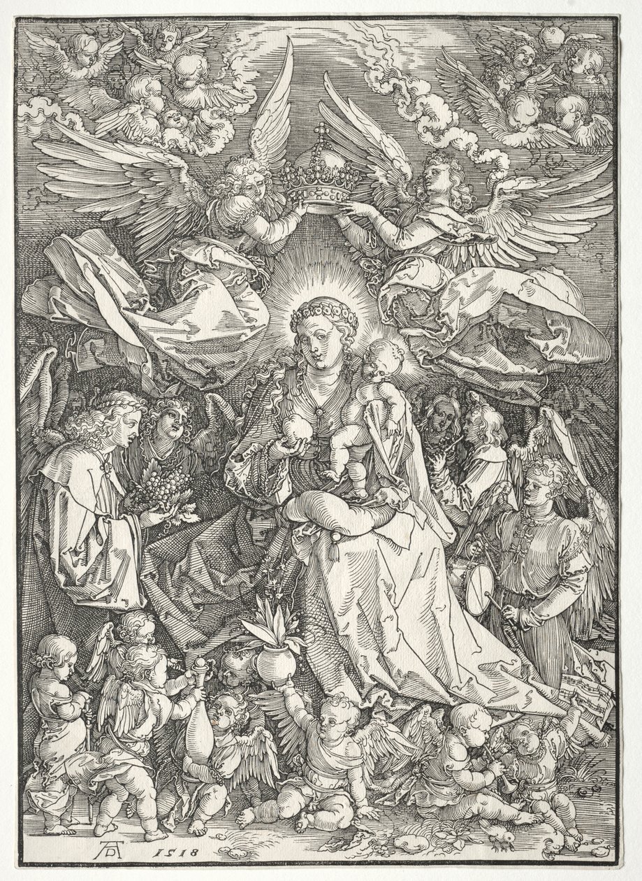 Dziewica otoczona wieloma aniołami, 1518. autorstwa Albrecht Dürer