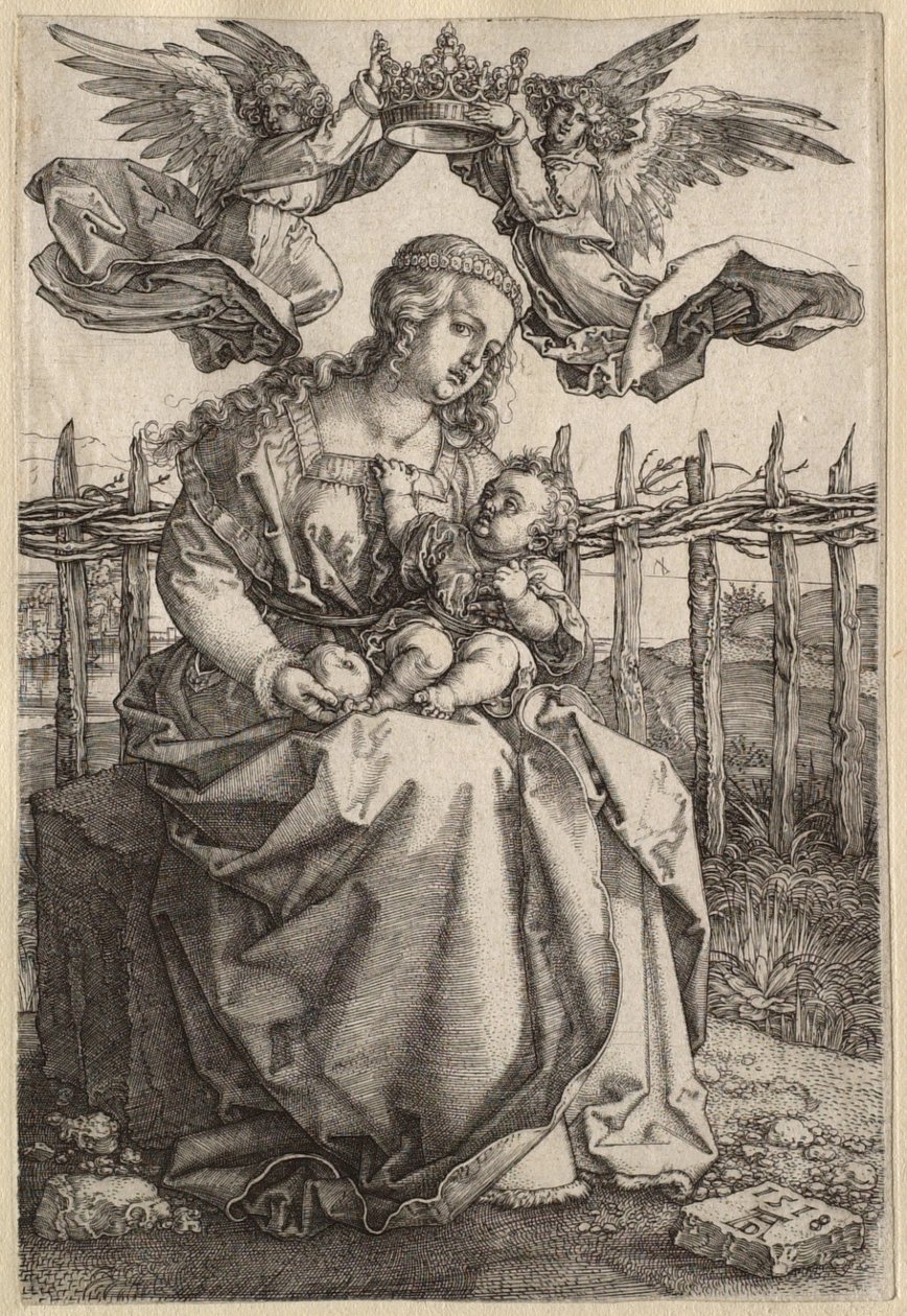Matka Boska z Dzieciątkiem koronowana przez dwóch aniołów autorstwa Albrecht Dürer