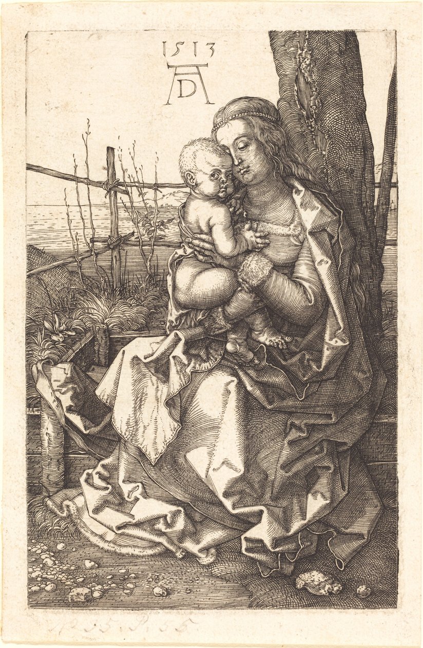 Dziewica i dziecko siedzące przy drzewie autorstwa Albrecht Dürer