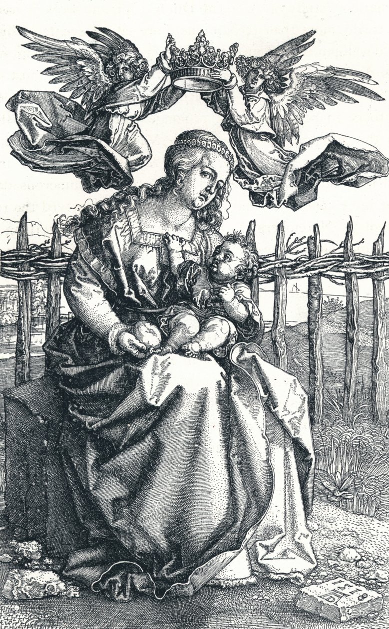 Dziewica z Dzieciątkiem ukoronowana przez dwa Anioły, 1518, 1906 autorstwa Albrecht Dürer