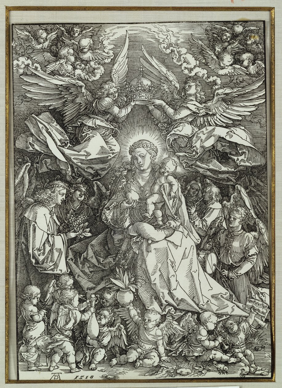Dziewica z Dzieciątkiem w otoczeniu aniołów, 1518 autorstwa Albrecht Dürer
