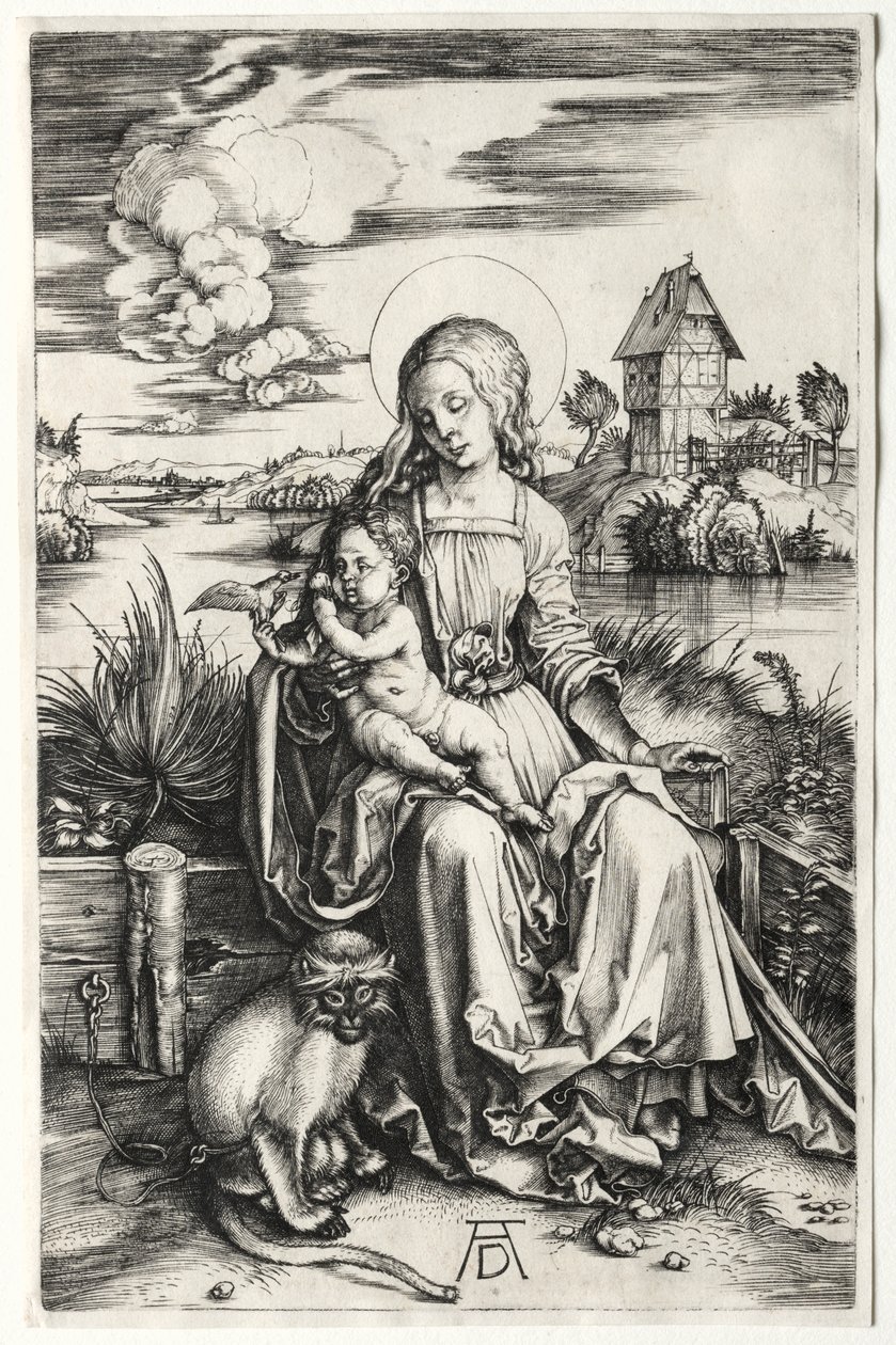 Dziewica z Dzieciątkiem z Małpą, ok. 1930 r. 1498. autorstwa Albrecht Dürer