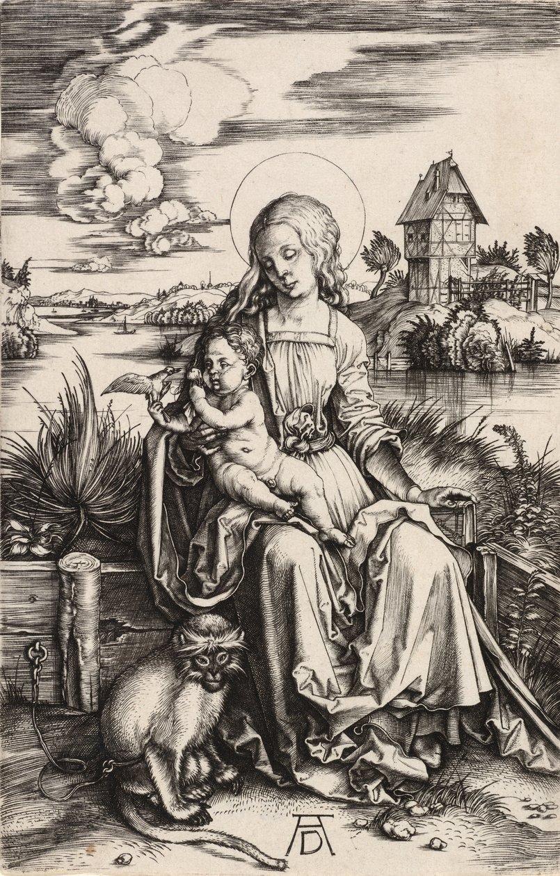 Dziewica z Dzieciątkiem z Małpą, ok. 1930 r. 1498. autorstwa Albrecht Dürer