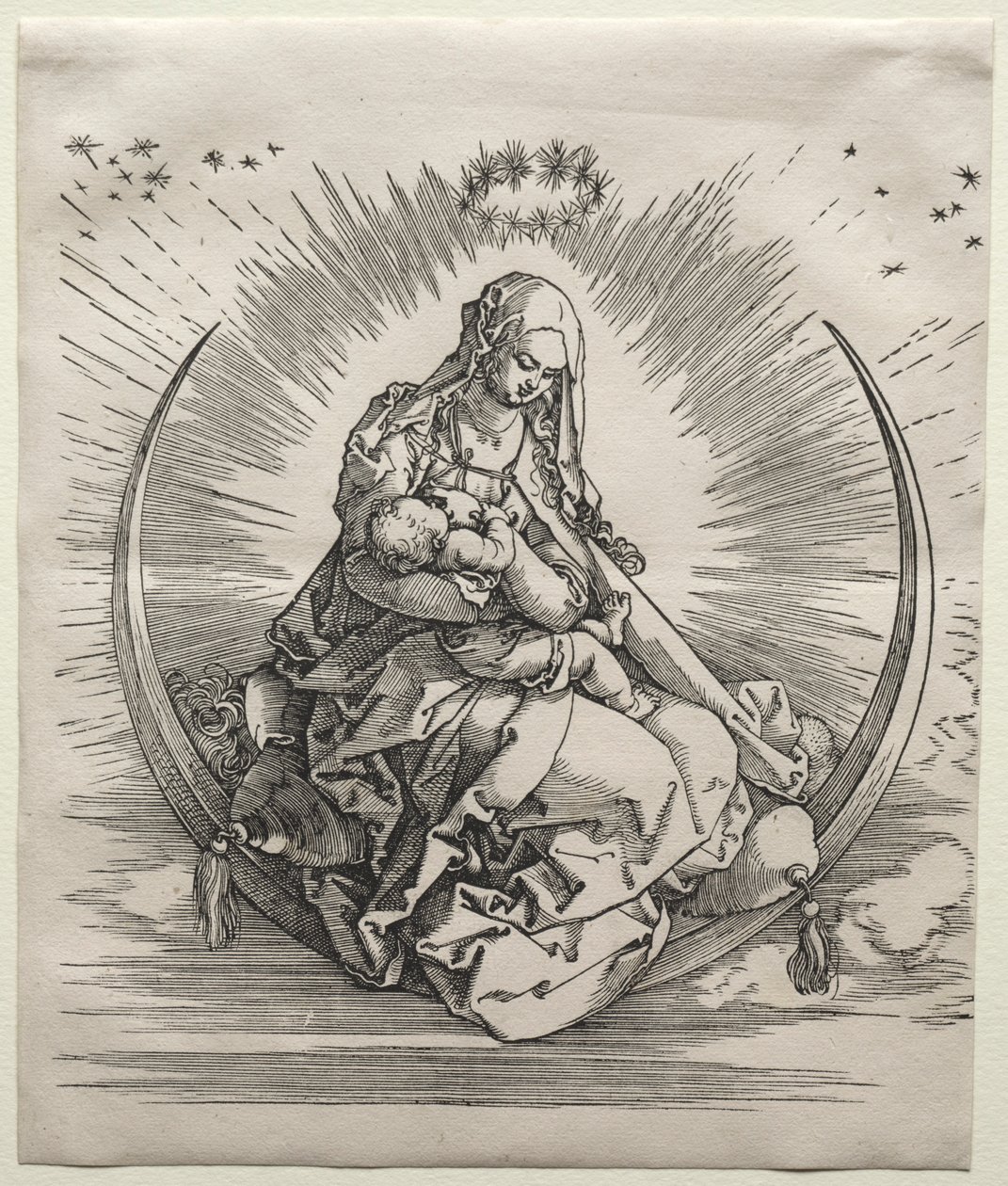 Dziewica na półksiężycu, c. 1510-1511. autorstwa Albrecht Dürer