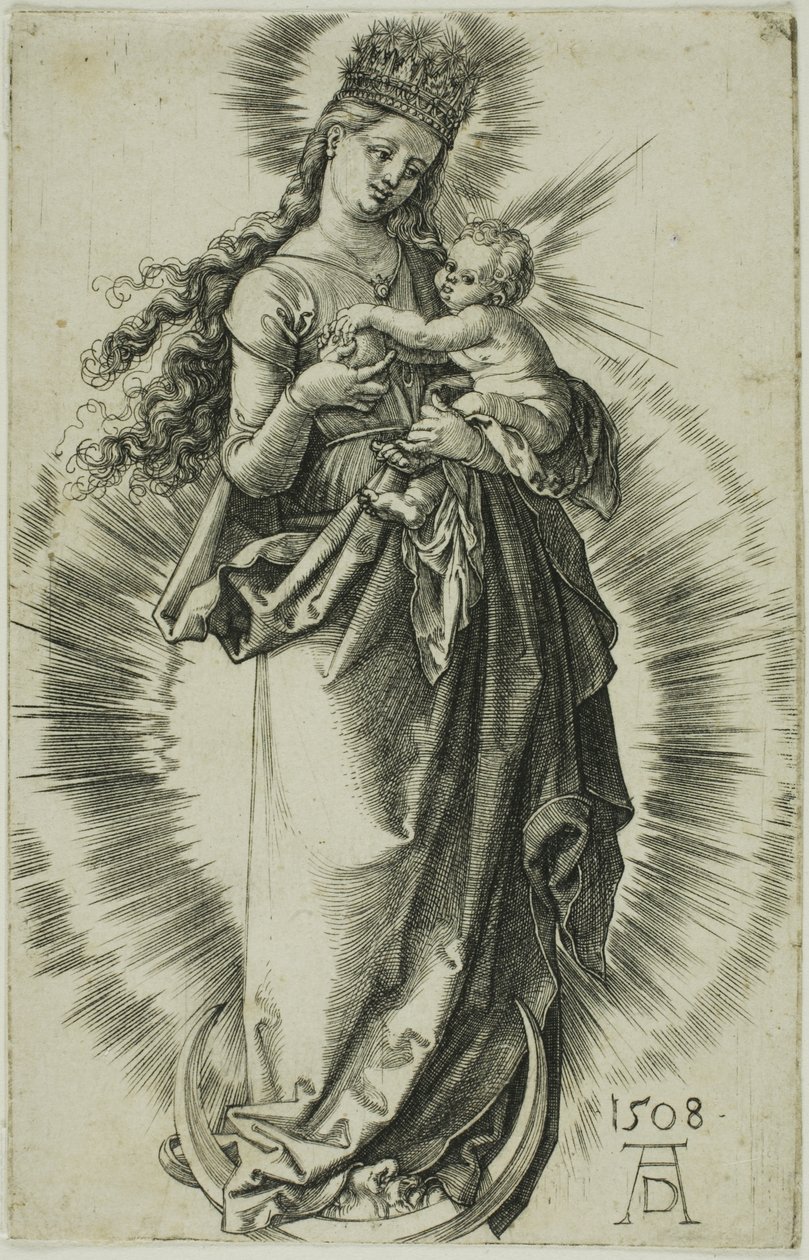 Dziewica na półksiężycu z koroną gwiazd autorstwa Albrecht Dürer