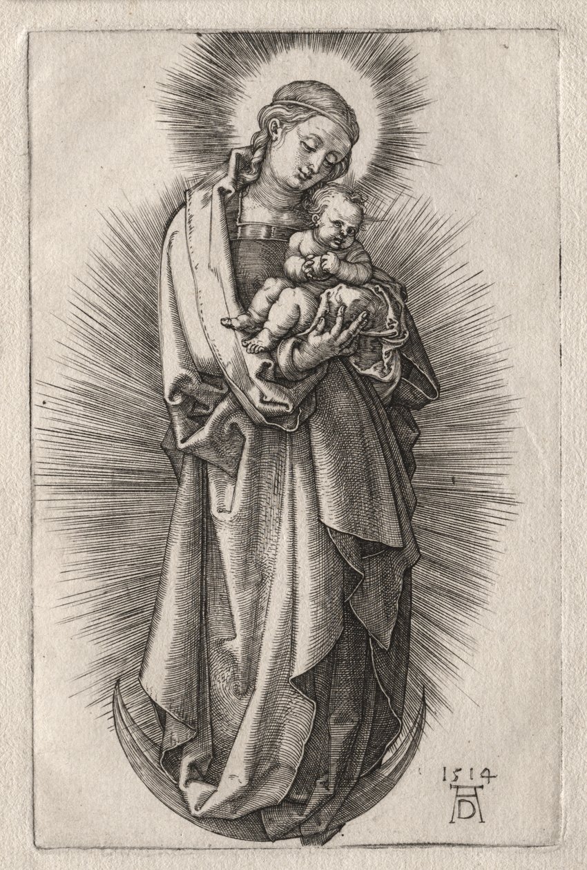 Dziewica z opaską do włosów na półksiężycu autorstwa Albrecht Dürer