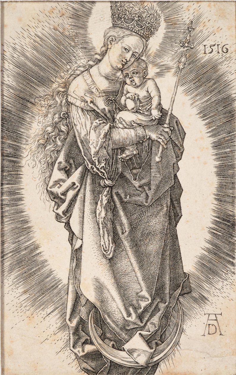 Dziewica z koroną z gwiazd i berłem, 1516. autorstwa Albrecht Dürer