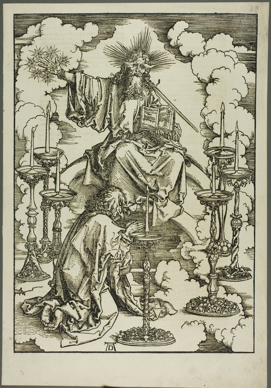 Wizja siedmiu świeczników z Apokalipsy autorstwa Albrecht Dürer
