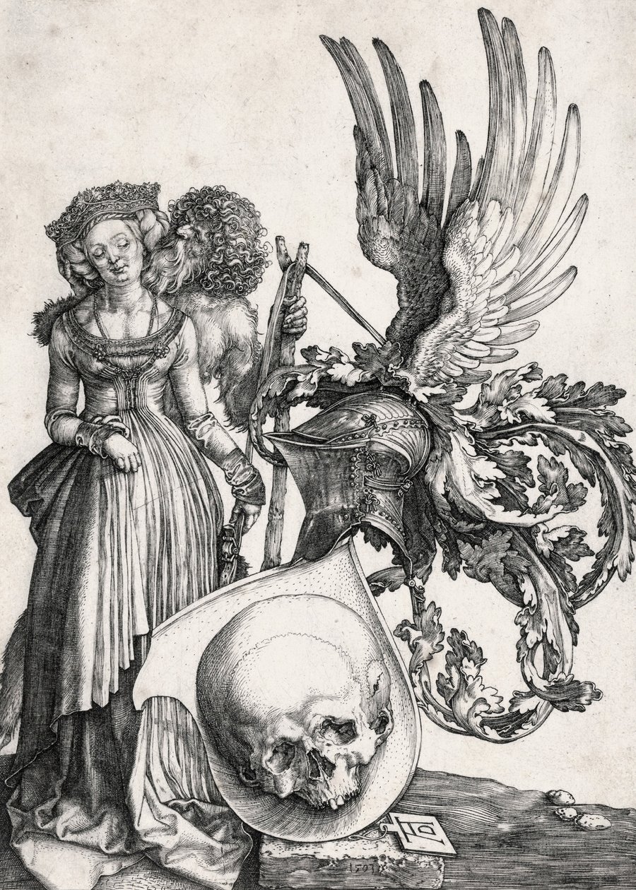 Herb z czaszką, 1503. autorstwa Albrecht Dürer