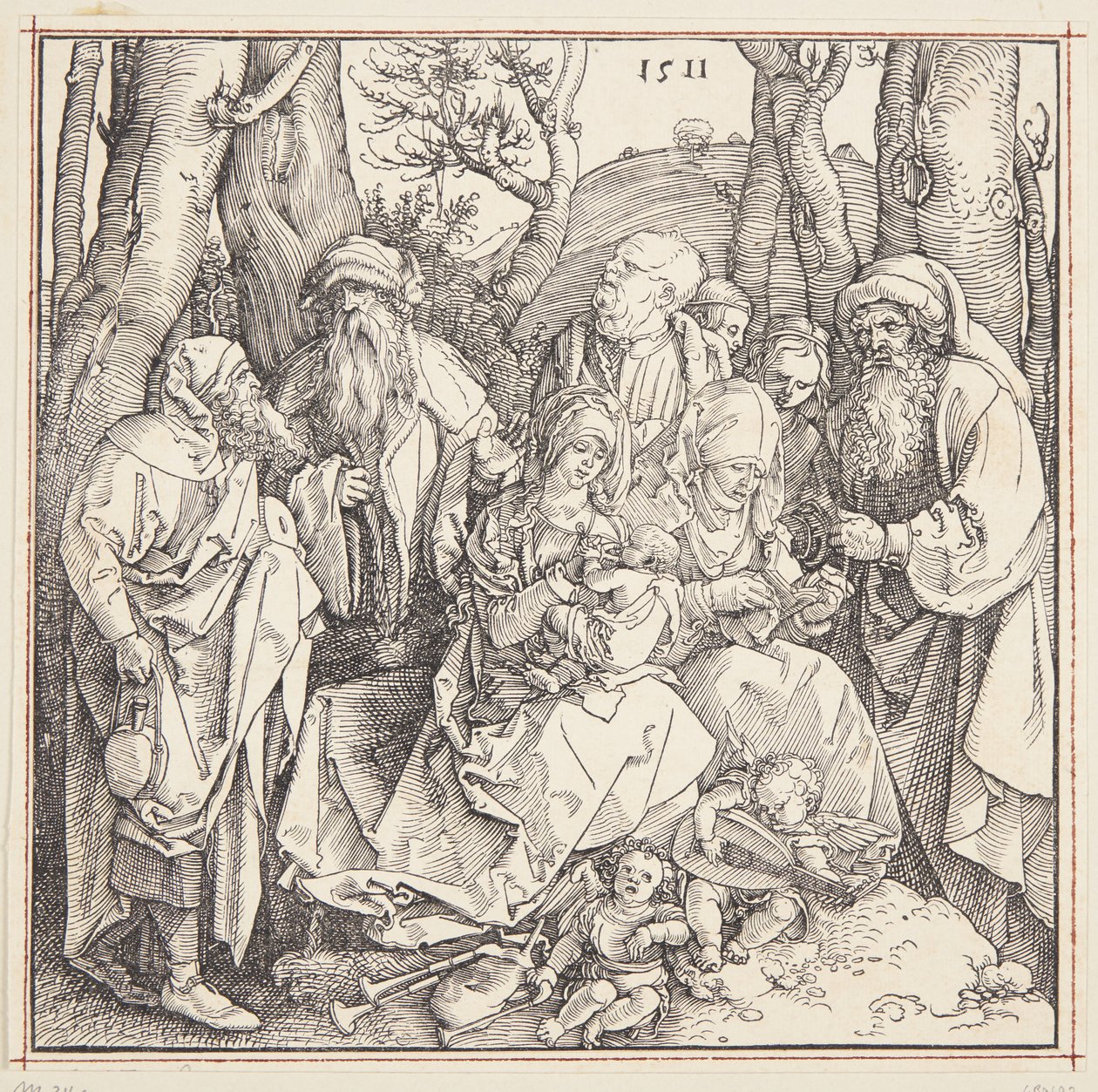 Święte pokrewieństwo z aniołami! autorstwa Albrecht Dürer