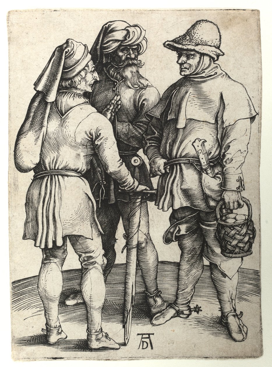 Trzech wieśniaków w rozmowie, ok. 1497 autorstwa Albrecht Dürer