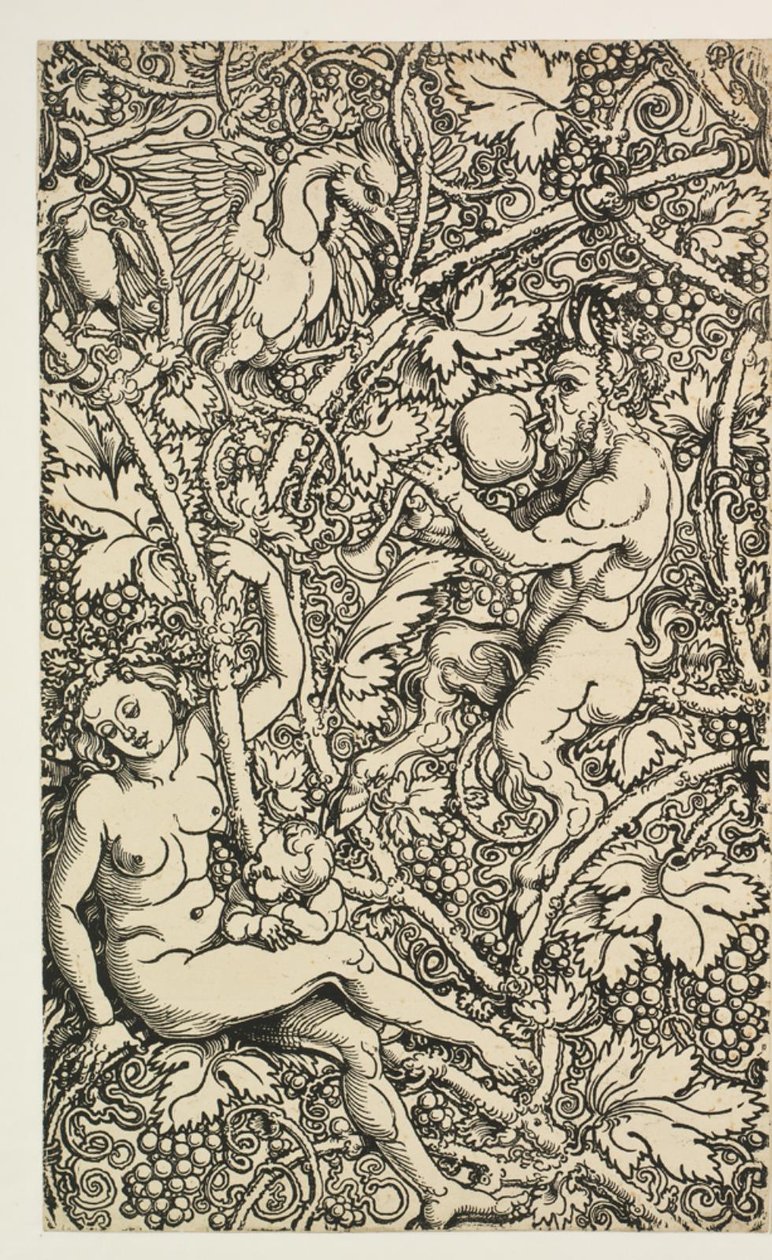 Dwa wzory na gobelin z satyrrodziną autorstwa Albrecht Dürer