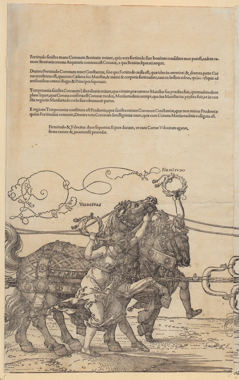 Velocitas, plansza 5 z cyklu "Wielki wóz triumfalny" autorstwa Albrecht Dürer
