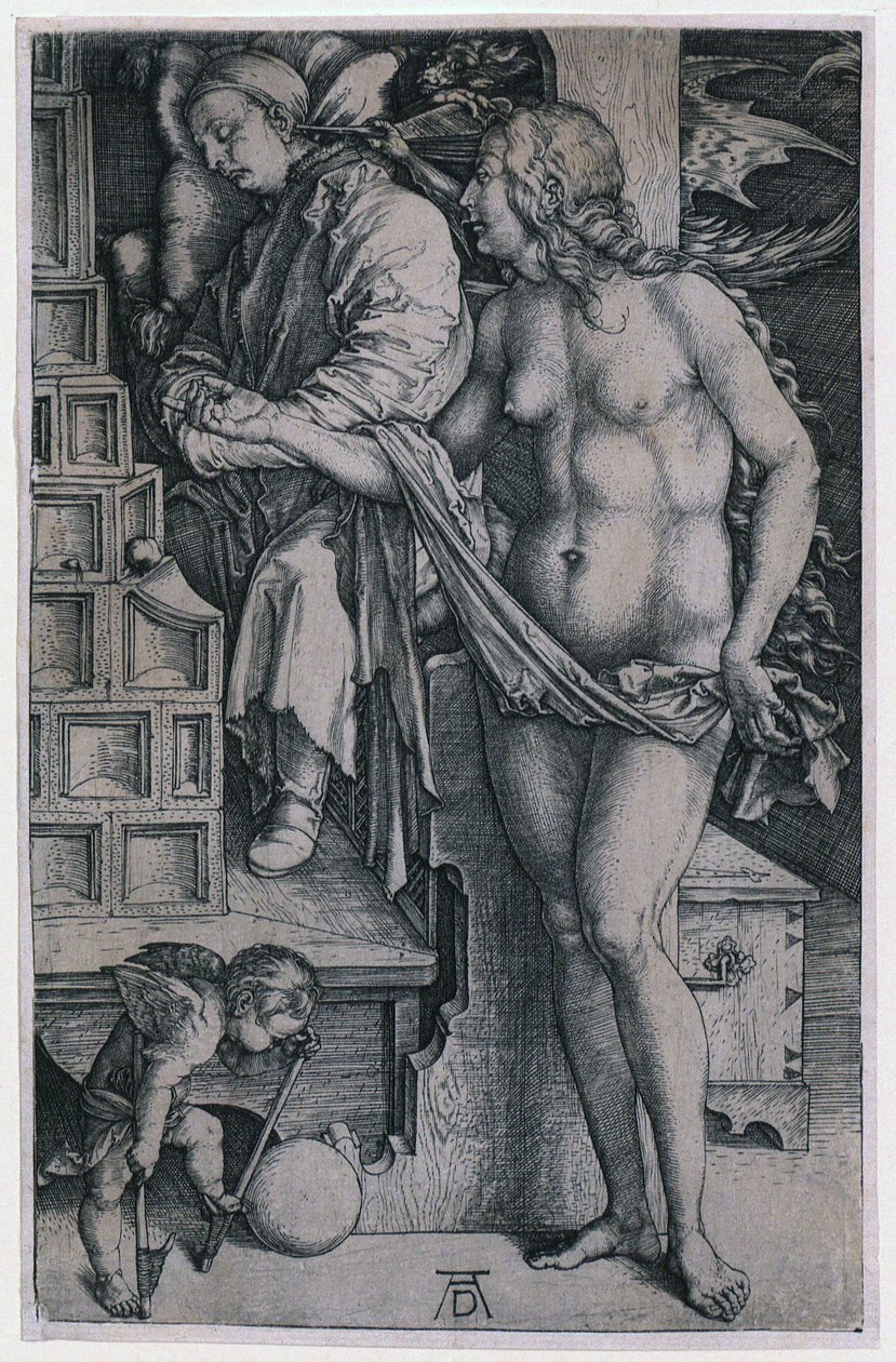 Kuszenie próżniaka autorstwa Albrecht Dürer